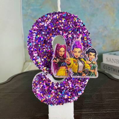 DOBBLE Decorazione per torta di compleanno con numeri fatti a mano, stile K-POP, strega di Pasqua, numeri da 0 a 9, decorazione per feste di famiglia, carnevale, compleanni e altre occasioni