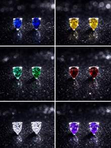 FOREVER QUEEN 1件装 925纯银梨形诞生石水滴耳环（女士款） - 單隻耳釘 - 查看 10