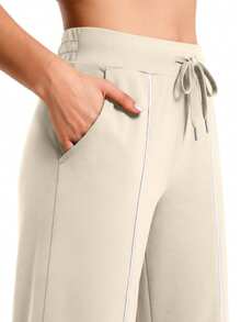 Casly Lamiit Women's 2 Piece Outfits Summer Casual Mock Neck Sleeveless Top Wide Leg Pant Sets Front Slits Travel Sweatsuit Women's Summer Outfits Pair Effortlessly With Your Favorite Pieces In Your Wordrobe - 米色 - 查看 9