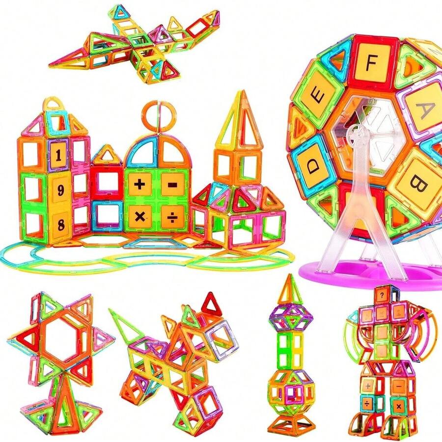 110pcs Magnetic Building Blocks, Magnetic Building Blocks - Multicolor - View 1