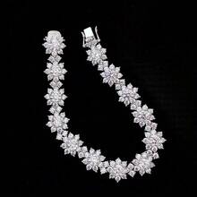 Sterling Silver VVS1 D Color 21.6cttw Sunflower Moissanite Bracelet Luxury Ladies Fine Jewelry Mother's Day St. Patrick's Day Gift - 銀色 - 查看 3