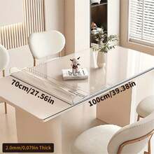 غطاء طاولة شفاف من البي في سي بسمك 2.0 مم، مقاوم للخدش والحرارة، مصمم خصيصًا لحماية طاولات الطعام المنزلية والفندقية وطاولات القهوة والطاولات الجانبية. غشاء حماية أنيق للسطح مع حواف ناعمة - أبيض - مشاهدة 69
