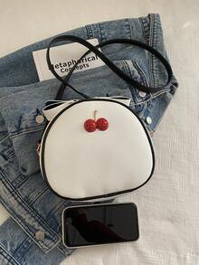 2026 New Fashion Cherry Crossbody Bag, Korean Style Ins Chic Shoulder Bag, Large Capacity - Black - View 7