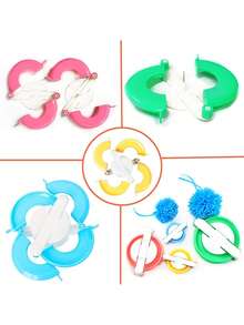 4 Sizes Pom Pom Maker, Pom Pom Making Tools, Knitting Yarn Pom Pom Crafting Tool Set, Pom Pom Bouquet Making Supplies, Handcraft Accessories - Multicolor - View 4