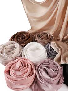 1件装 缎面仿丝光滑豹纹提花条纹长围巾/披肩 女士 - 彩色 - 查看 9