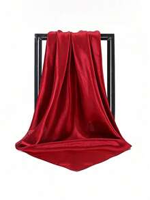 1pc Versatile Solid Color Satin 90cm Square Scarf,Travel Essential,Holiday - Burgundy - View 4