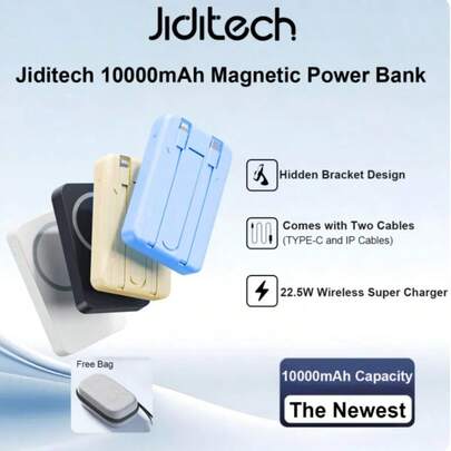 10000mAh Fast Charging Portable Power Bank – Built-In Cable USB-C Charger With Foldable Phone Stand & Dual Output Ports, Wide Compatibility With IPhone17/16/15/14/13 Series & Android Devices, Ultra-Compact Slim Design Easy To Carry, Ideal Holiday & Birthday Gift For Family And Friends