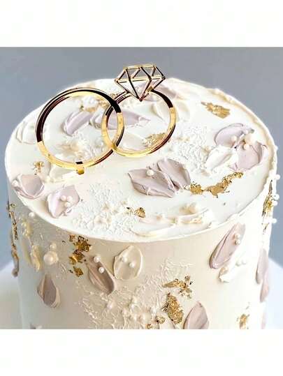 2 piezas Decoraciones para pastel en forma de anillo de diamante - Ideal para bodas, compromisos, aniversarios y decoración de pasteles para el Día de San Valentín