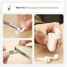 Cleaner Kit Compatible With Airpods Pro Pro2 1 2 3 4Multi-Function Cleaning Pen With Soft Brush Flocking Sponge For Bluetooth Earphones Case Cleaning Tools White - one-size - View 3