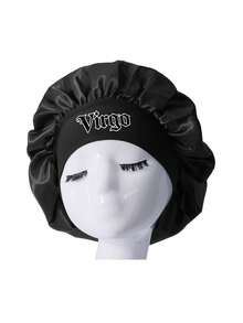 女孩个性化12星座缎面睡帽 - 防滑丝滑发帽，适合儿童和青少年，睡眠时保护辫子和卷发 - 黑色 - 查看 7