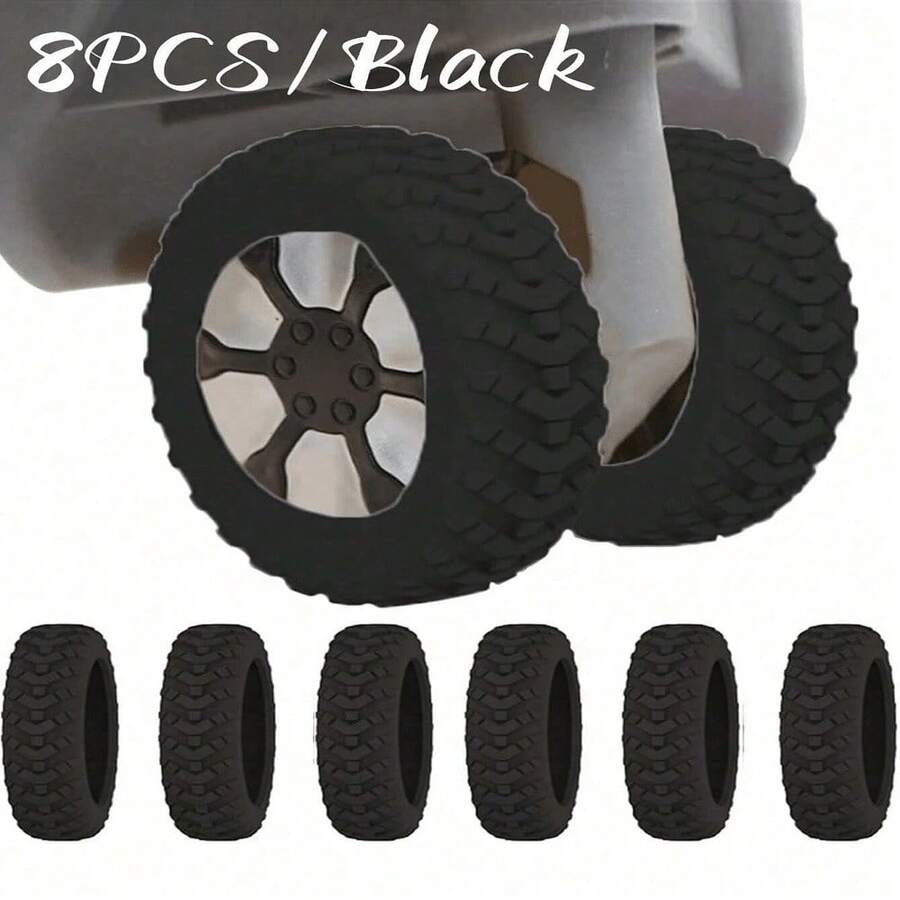 8Pcs/Set Luggage Suitcase Wheels Cover, Wheel Cover For Office Wheelchair, Portable Suitcase Wheel Protector Covers Black Silicone Luggage Wheel Covers Luggage Spinner Wheel Covers,Noise Reduction Wheels Cover Office Chair, Travel Accessories,Carry On Luggage Wheels Cover For Most Wheels Luggage Sets - 查看 1