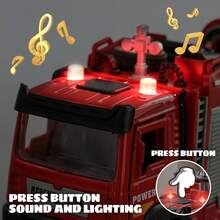 UINLE Baby Children's Simulation Rescue Toy Car, Alloy Spray Fire Truck - Equipped With Sound, Light, And Music, Alloy Flatbed Trailer, Animal Transport Truck, Simulates Real Rescue Scenarios, Enhances Children's Hands-On Skills And Cognitive Thinking, Parent-Child Interaction, The Best Choice For Holiday Gifts - Multicolor - View 4
