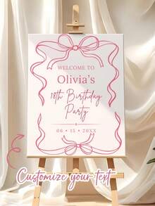 Personalized Bride Party And Wedding Welcome Sign, Customized Name Age And Date, Shiny Silver Decor For Birthday Graduation Celebration Engagement Party - Multicolor - View 6