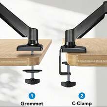 Luminpool Single Monitor Arm Desk Mount For 17" To 32" Screen, Maximum Load Capacity 10KG Full Motion Articulating, Clamp And Grommet Base - View 4