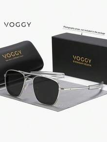 VOGGY Fashionable, Minimalist, Retro, Metal, Polarized Decorative Eyeglasses, For Men, Suitable For Sports, Driving, Outdoor, Cycling, Fishing, Vacation, Travel, Party, Decoration, Gift Looks Street Style And Suit For Sweater Jacket Sweatshirt Hoodie Leather Pants And Cargo Pants For Summer Beach Vacation,Outdoor,Travel - Đen/Xám - Xem 11