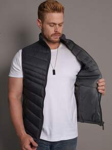 Men's Double-Sided Puffer Vest With Zipper For Winter - Gris - Ver 11