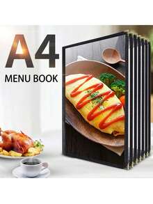 1 bucată A4 din piele transparentă, cu foi libere, carte de rețete transparentă din PVC, suport pentru meniu restaurant, dosar pentru casa de marcat restaurant, meniu restaurant, organizator și depozitare bucătărie, accesorii bucătărie - Multicolor - Vizualizare 4