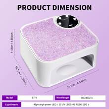 二合一闪光UV LED美甲灯，双灯美甲烘干机，带灵活鹅颈管，可用于双手和单指固化，沙龙级家用DIY美甲 - 紫色 - 查看 8