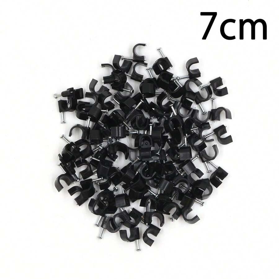 100-Pack 7mm Plastic Cable Clamps – Nail-In Wire Clips For Coax, Ethernet, Speaker & Cords, Cable Management Tacks For Home & Office (Black) - A - View 1