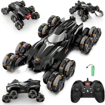 Carro de Control Remoto 1:16 Coche Acrobático RC con Sensor de Gestos y 8WD Coche Teledirigido Controlado Manualmente con 2.4 GHz Acrobacias con Rociado Luces y Música Estilo 2
