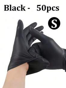 100只/包 一次性黑色丁腈手套，尺码S/M/L/XL可选。耐用家用清洁手套，适用于厨房、浴室、清洁、美容、染发和宠物护理（无包装盒）。 - 黑色的 - 查看 18