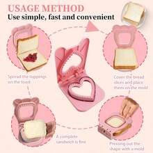 Sandwich Maker Sandwich Cutter, Heart Cookie Cutters Suitable For Lunch And Bento Box, - Multicolor - View 6