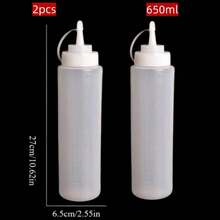 2pcs Condiment Squeeze Bottles, Tomato Sauce/Salad Dressing Dispenser Bottles, Plastic Squeeze Bottles For Kitchen Condiments - White - View 13