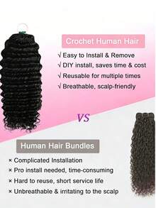 Tóc nối móc sợi siêu nhỏ thủ công dành cho nữ, kiểu sóng sâu, được tách sẵn thành từng lọn nhỏ, mềm mại và thân thiện với da, phù hợp để sử dụng và tạo kiểu hàng ngày. - Natural Black - Xem 10