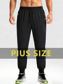 Pantalones casuales ligeros para hombre de talla grande, adecuados para correr, hacer ejercicio, ciclismo, color negro, primavera - Negro - Ver 5