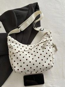 女士大容量布袋，新月形包，休闲百搭波点手提包，街头风女士单肩包，斜挎包 - 彩色 - 查看 5