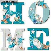 1 Set de decoración de hogar con temática de playa de madera para fiesta de verano, decoración de habitación con tema de playa, decoración de baño, decoración de dormitorio, decoración de pared, decoración de patio, regalo de cumpleaños y graduación - Azul - Ver 5
