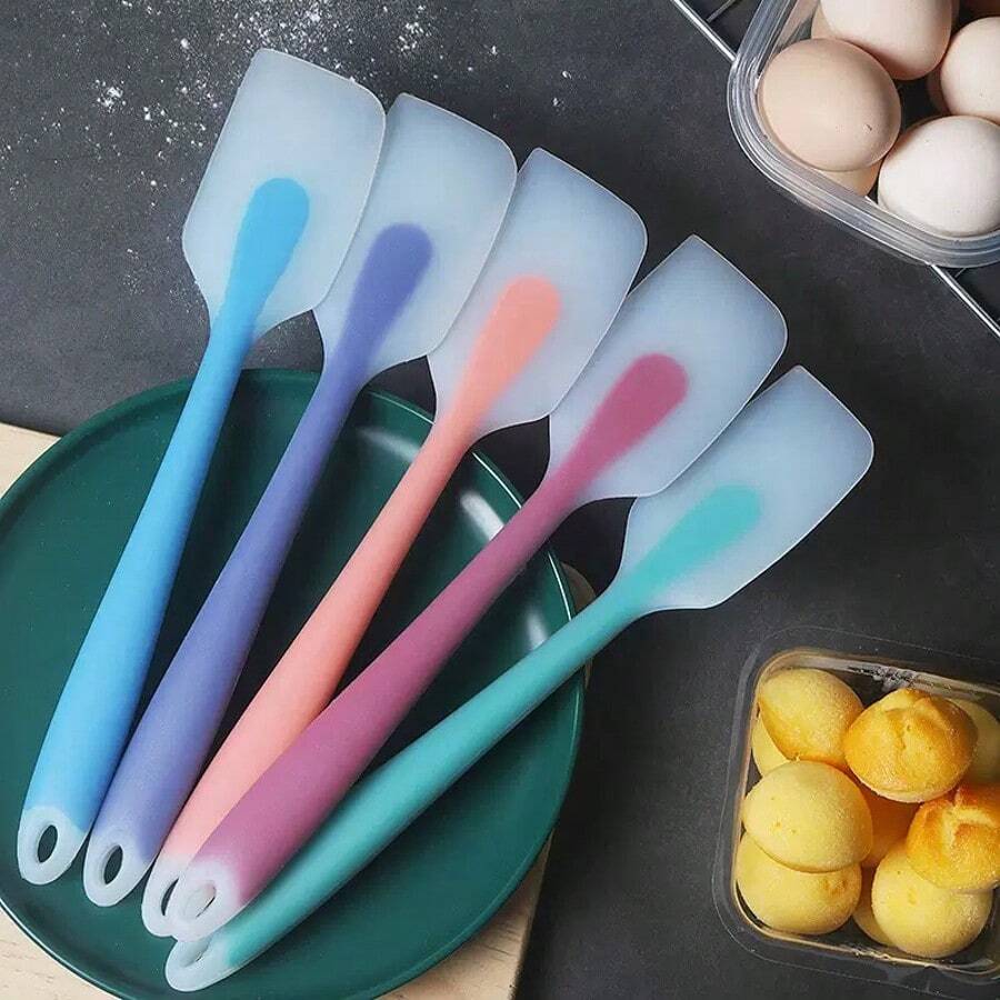 5pcs Multi-Color Premium Silicone Spatula Set, Non-Stick Heat Resistant Kitchen Tools, Dishwasher Silicone Scraper, Suitable For Cooking & Baking, Compatible With Cake Molds
