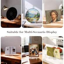 Paquete de 2 soportes de exhibición de acrílico transparente soportes de exhibición de placa de 2.36 pulgadas para marcos de fotos platos tarjetas de juego libros coleccionables y - Transparente - Ver 3