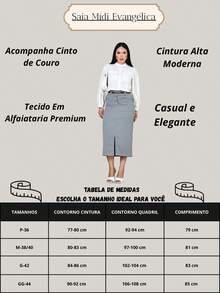 Women's Elegant Tailored Midi Skirt With Belt - 灰色 - 查看 2