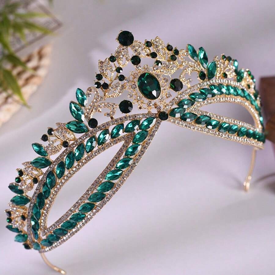 Đôi bông tai nhiều lớp sang trọng, thanh lịch theo phong cách Rococo lãng mạn, đính pha lê lấp lánh, mang vẻ đẹp xa hoa. - màu xanh lá - Xem 1