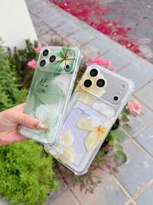 1 pieza Funda de teléfono transparente de TPU con patrón de flor de lirio blanco, compatible con iPhone XS/XS Max/XR/11 12 13 14 15 16 Pro/17/Pro Max/14 15 16 Plus, puede sostener tarjetas y fotos, ideal para regalos de vacaciones y regalos del Día de la Madre en primavera - transparente 4 - Ver 4