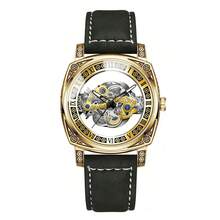 GUANQIN 1 chiếc đồng hồ nam cao cấp mạ vàng, khắc họa tiết, kiểu dáng cổ điển, phát sáng, thích hợp cho lễ Phục sinh, Halloween, Giáng sinh, Ngày của Cha, Sinh nhật, Mùa tựu trường, Sinh viên, Lễ hội, Ngày Valentine, Hẹn hò, Kinh doanh, Hàng ngày, Quà tặng, Lễ hội âm nhạc, Mùa cưới - màu đen - Xem 4