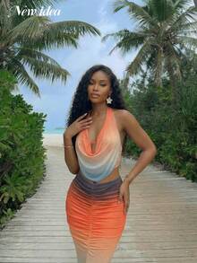 Conjunto de dos piezas elegante con efecto degradado para fiestas y vacaciones - Multicolor - Ver 2