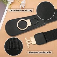 Women's Elastic Wide Waist Belt With Metal Round Buckle - Durable And Comfortable Dress Waistband - Multicolor - View 4