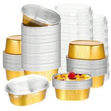 100/50/25/10/5pcs Oval/Semi-Circular Semi Ripe Cheese Molds With Lids, Suitable For Baking Pudding, Cakes, Snacks, Desserts, Caramel Pudding, Cupcakes, Pies, Caramel Pudding, Pancakes, Cupcakes, Etc. Mini Pudding Cups, Suitable For Parties, Weddings, Birthdays And Other Occasions. Half Circular Box Baking Packaging Box, Kitchen Baking Tools, Kitchen Supplies - Multicolor - View 1