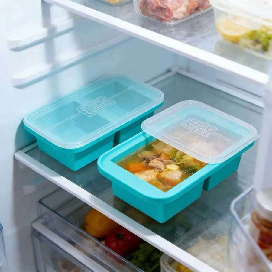 Silicone Soup Container With Lid, Extra Large, Easy Demoulding, Leak-Proof, High Temperature Resistant Soup And Dish Storage Box - Cadet Blue - View 1