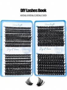 Asiteo 520片单根假睫毛，D型卷度60D/100D/120D/150D，蓬松浓密柔软3D仿貂毛假睫毛，DIY大容量单根假睫毛套装，含镊子和睫毛刷等化妆工具，可重复使用，适合日常生活、派对、音乐节和旅行等场合。 - D - 查看 9