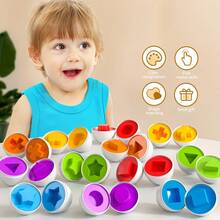 12pcs/6pcs Colorful Egg Shaped Puzzle Set - Enhances Fine Motor Skills, Hand-Eye Coordination And Early Learning Identification Abilities. Suitable For Toddlers And Preschoolers, Great For Easter, Christmas And Halloween. - Multicolor - View 3