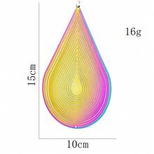 Gradient Color Drop Wind Spinner Stainless Steel Whirligig Wind Chimes Suncatcher Garden Hanging Sculptures Windmill Wedding Window Decor With Swivel Hook - Water Drop - View 5