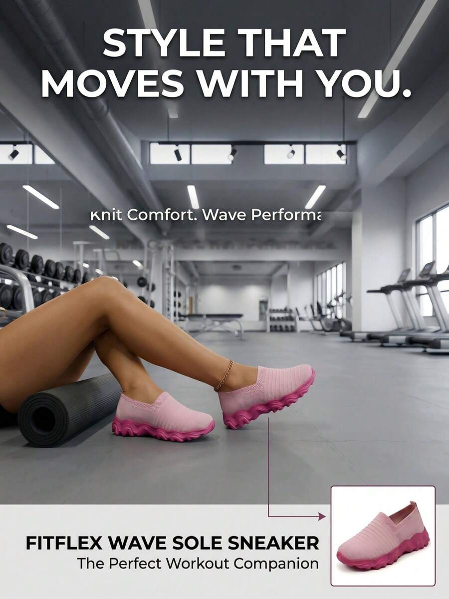 2026新款浅粉色和洋红色针织套脚鞋，防滑锯齿鞋底，潮流百搭休闲乐福鞋 - 粉色 - 查看 1