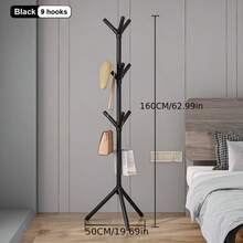 1pc Nordic Minimalist Single-Rod Freestanding Coat Rack, 360° Rotating Hooks, Plastic Material, Suitable For Hanging Clothes, Hats, Bags, Towels In Bedroom, Entryway - Multicolor - View 8