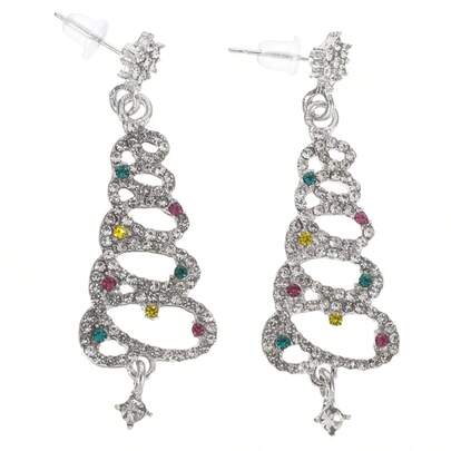 A Pair Of Delicate Snowflake-Shaped Alloy Drop Earrings, Perfect For Everyday Wear Or Special Occasions, And A Wonderful Christmas Gift For Women. These Elegant Christmas Accessories, Featuring Diamond-Encrusted Earrings, Are Ideal For Photos And Parties.