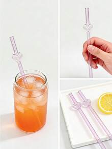 1/2Pcs/1Set Pink Heart Shaped Glass Drinking Straws,For Water Cup,Reusable Bent Clear Thick Glass Straw Cutlery Set,For Kitchen Accessories,Straw Topper,Cold Drinks,Milk Tea,Coffee,Juice,Smoothies, Bar,Home,Restaurants,Hen Party Supplies,Wedding,Cocktail Parties,Back To School,Funny Gifts For Girlfriends/Boyfriends,Parents,Friends,Holiday Supplies,Summer,Easter Gifts - View 4