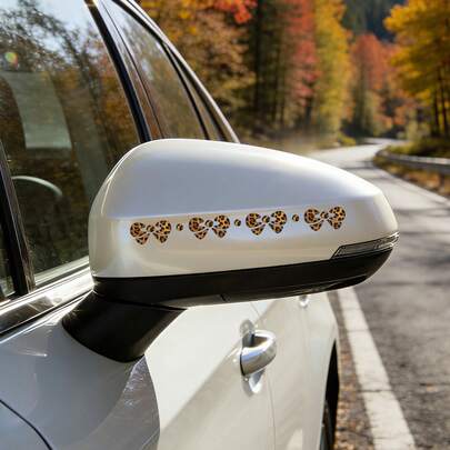 4 قطع/مجموعة ملصقات سيارة جميلة بطبعة فهد وفيونكة، ملصقات فينيل للجسم والنافذة والمصد والكمبيوتر المحمول، اكسسوارات ديكور سيارة جذابة