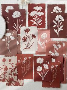 20 pièces Papier mémo asymétrique vintage avec fleurs fraîches, matériaux de décoration d'arrière-plan pour scrapbooking et journal DIY pour les amateurs d'artisanat - Rectangle - Voir 15